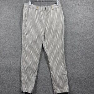 Anne Klein Pants Womens 8 Geometric Print White Black Straight Leg